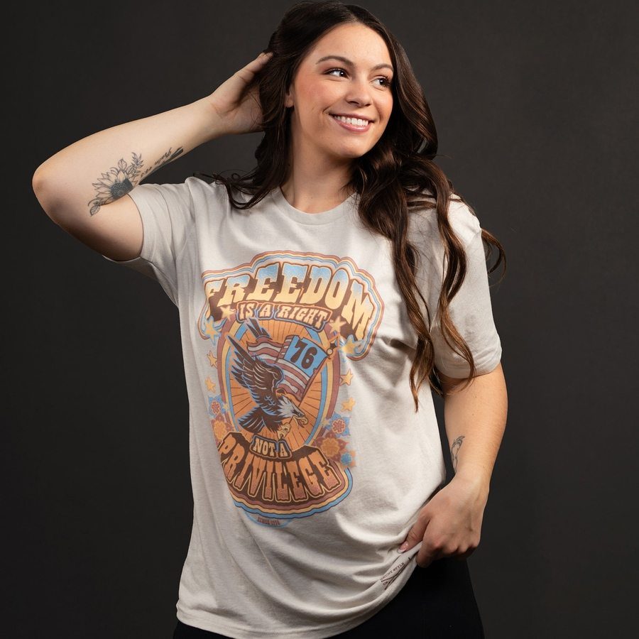 Women's Freedom Is A Right Boyfriend Fit T-Shirt -Sand