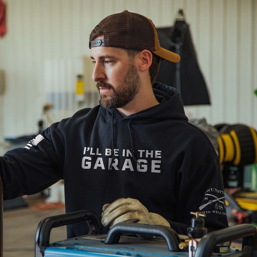 I'll Be In The Garage Hoodie - Black
