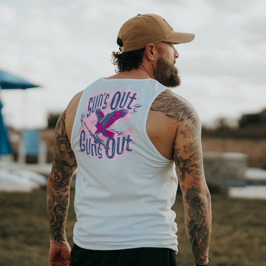 Men's Sun Out, Guns Out Tank - White