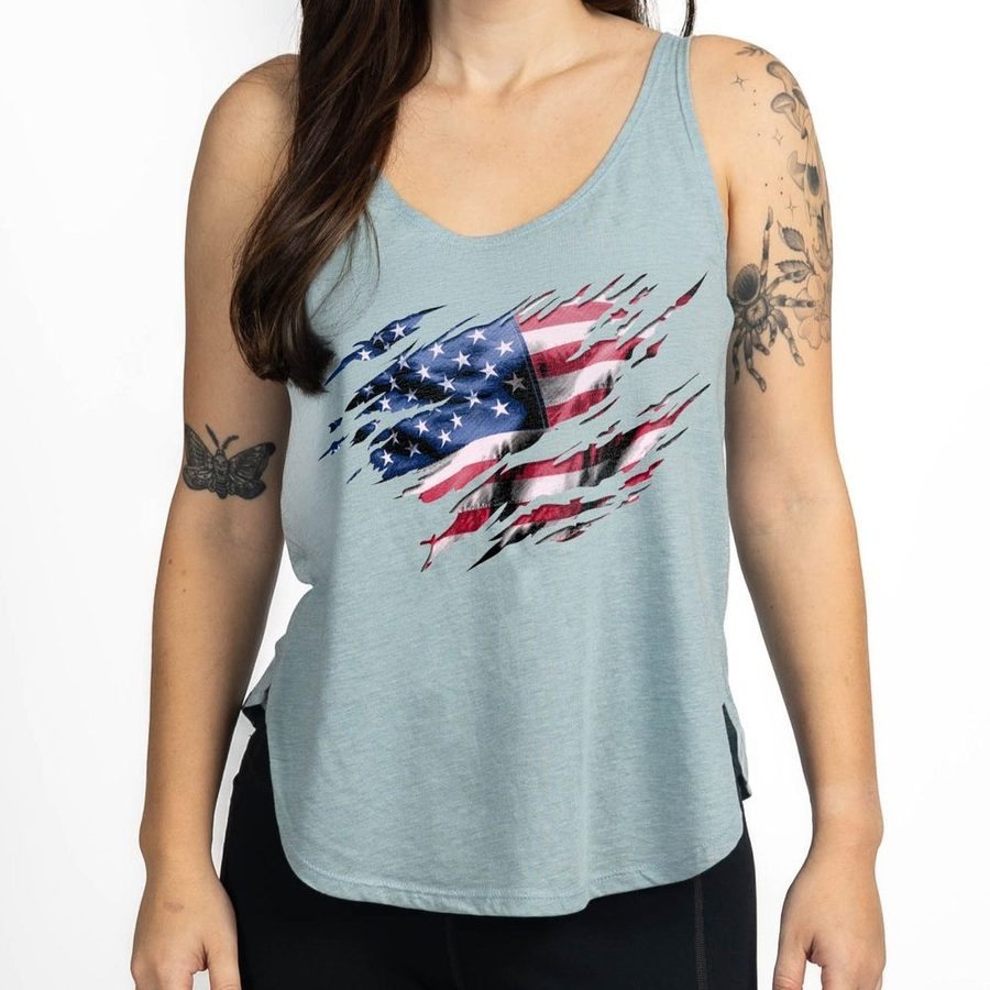 Women's Still Standing Flowy Tank - Stonewash Denim