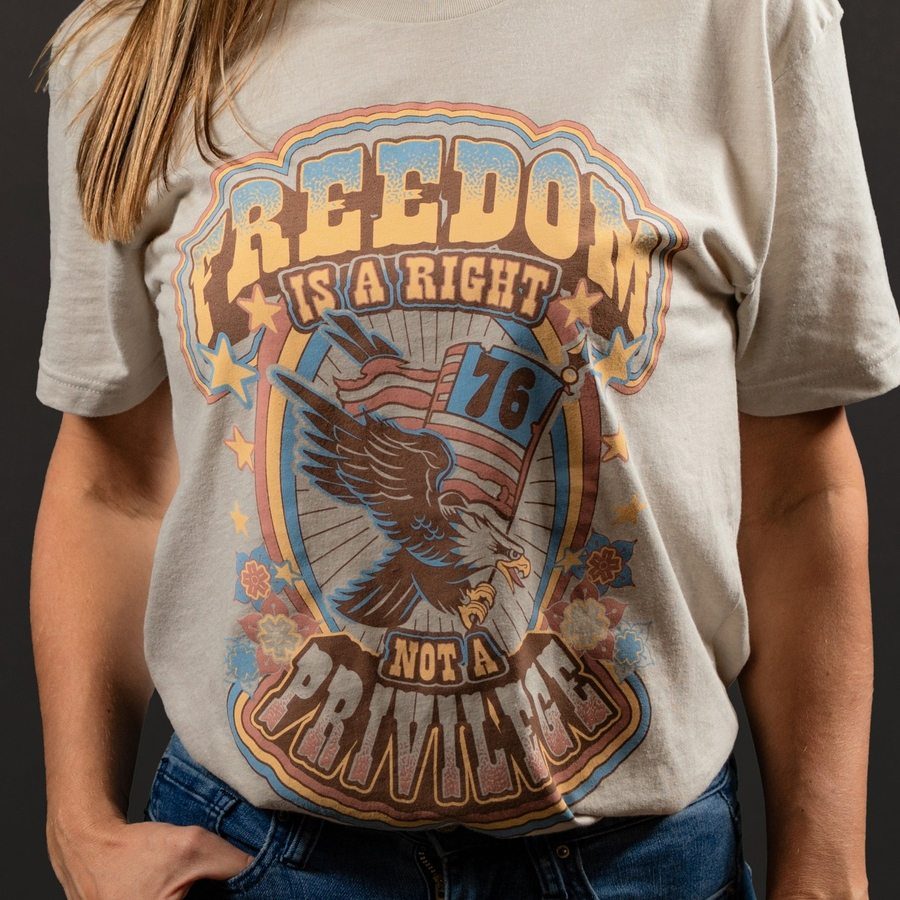 Women's Freedom Is A Right Boyfriend Fit T-Shirt -Sand
