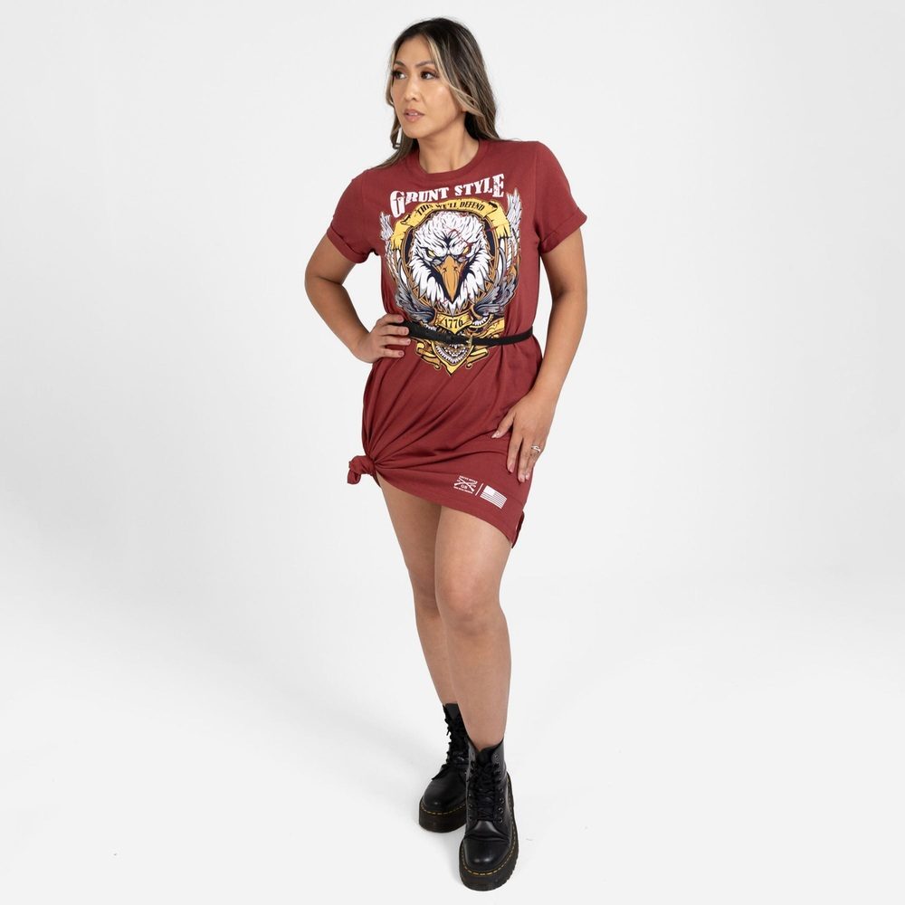 Women's Easy Rider Shirt Dress - Red Plum