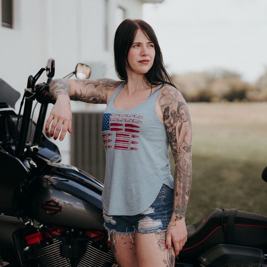 Women's Ammo Flag 2.0 Flowy Tank - Stonewash Denim