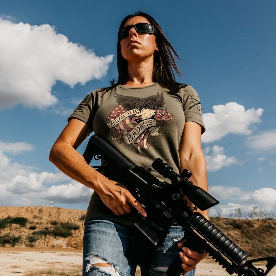 Women's Beautiful Badass Revolution Slim Fit T-Shirt - Military Green
