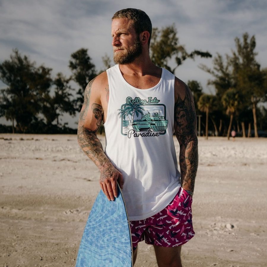 Rolling Into Paradise Tank - White