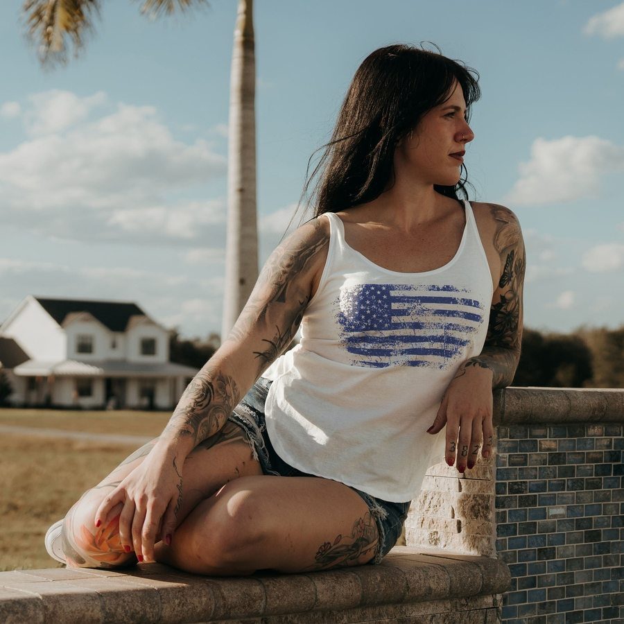 Women's Vintage American Flowy Tank - White