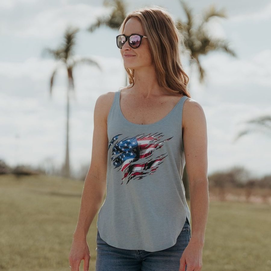 Women's Still Standing Flowy Tank - Stonewash Denim