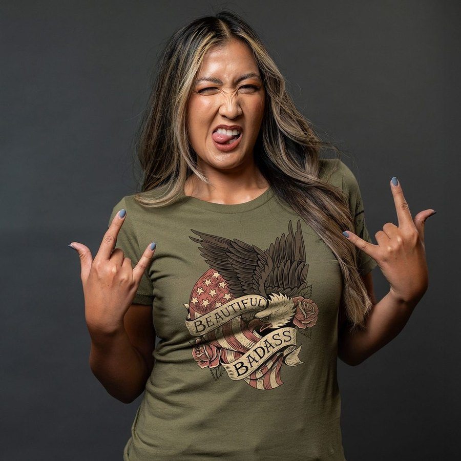 Women's Beautiful Badass Revolution Slim Fit T-Shirt - Military Green