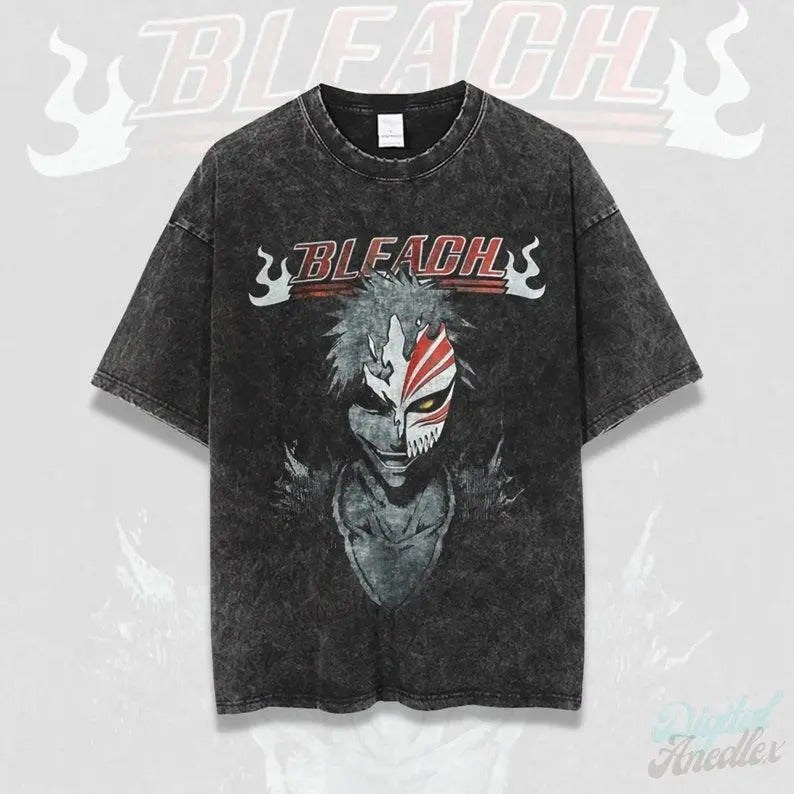 Bleach Anime Shirt, Anime Shirt, Manga Shirt, Gift for him, Anime Washed T-shirt Cotton Menswear Hoodie Sweatshirt