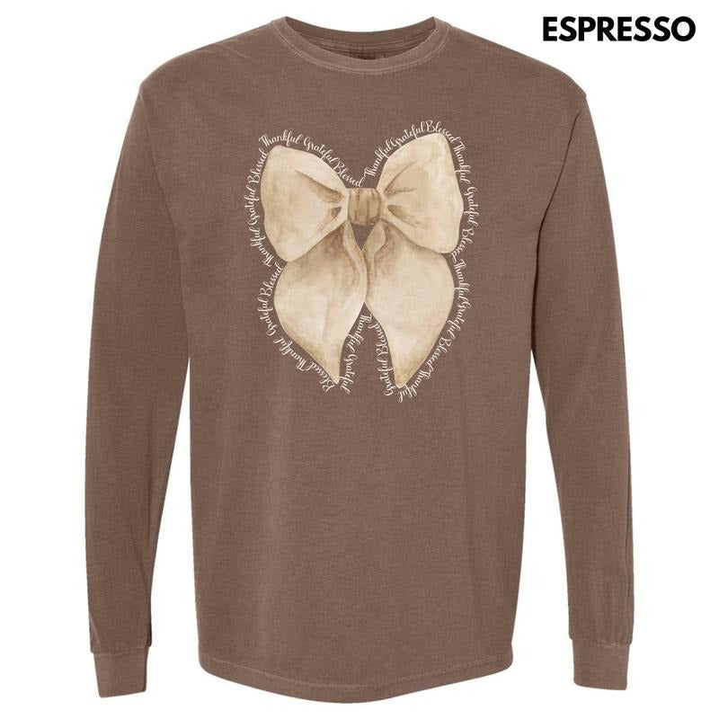 Blessed Beige Bow Long Sleeve Comfort Colors 'NLB' T-Shirts, Hoodie, Sweatshirt
