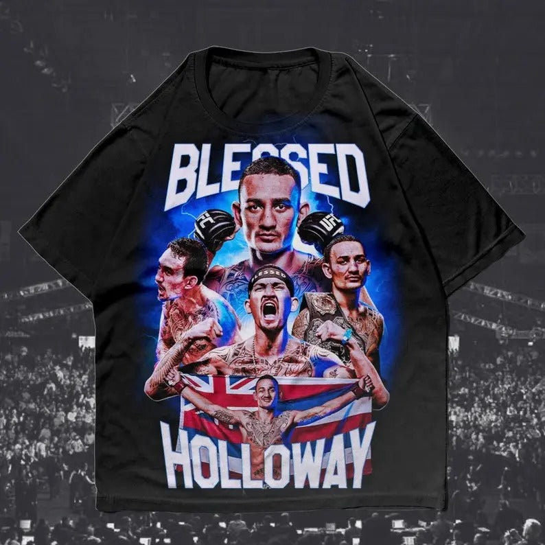 Blessed Holloway Vintage Style Rap T-shirt UFC Fighter MMA Tee Menswear Soft. Hoodie Sweatshirt | PrintMintTees.com
