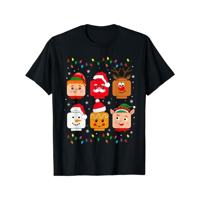 Block Santa Claus Elf Friends Christmas Boys T-Shirt, soft fabric, breathable and comfortable, short-sleeved t-shirt,...