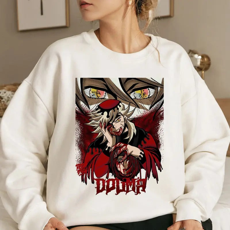 Blood Demon Upper Moon 2 DM Characters Shirt Crewneck Hoodie, Anime Otaku Shirt Comfort Cotton Sweatshirt | PrintMintTees.com