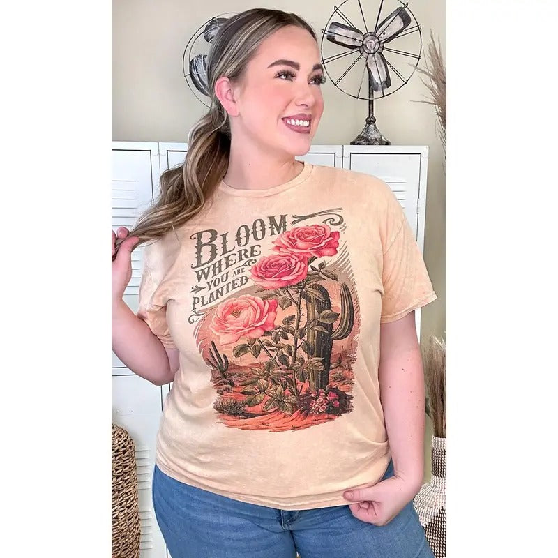 Bloom Where You Were Planted Christian Mineral Washed Graphic T-Shirt Hoodie Sweatshirt | PrintMintTees.com