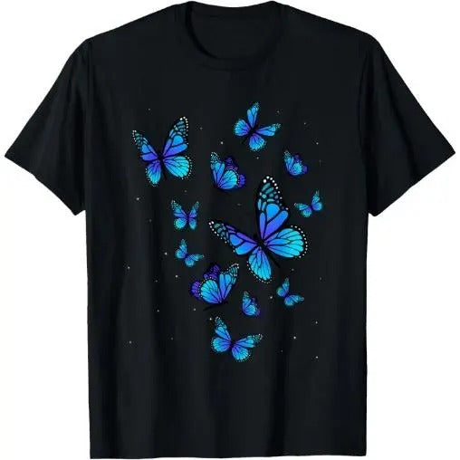 Blue Butterfly Art Garden Beautiful Butterflies T-Shirt Made in USA Hoodie Sweatshirt | PrintMintTees.com