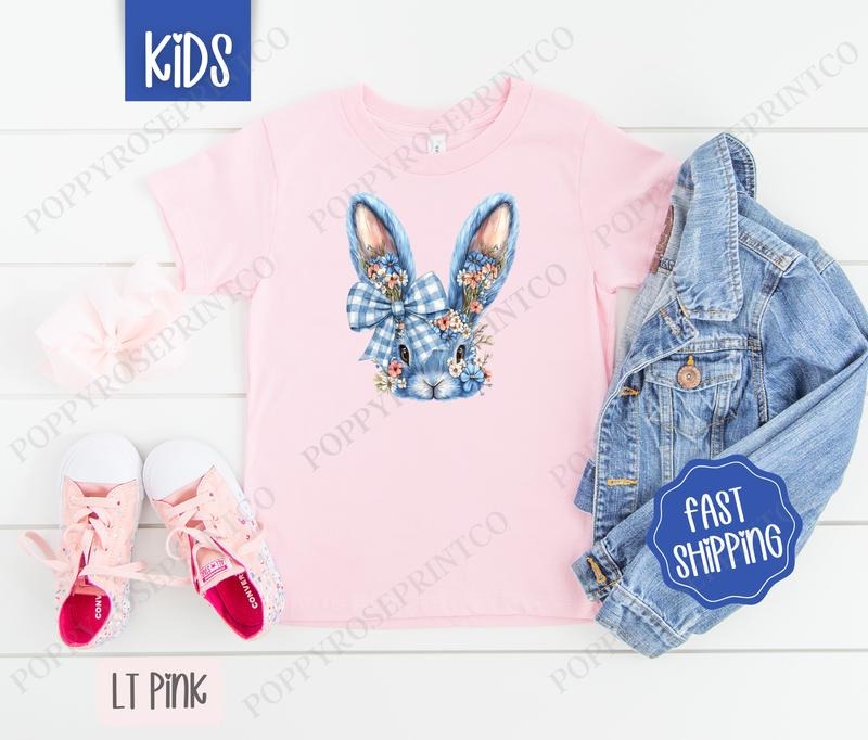 Blue Floral Bunny Shirt Easter Children'S Cute Gildan T-Shirts, Hoodie, Sweatshirt