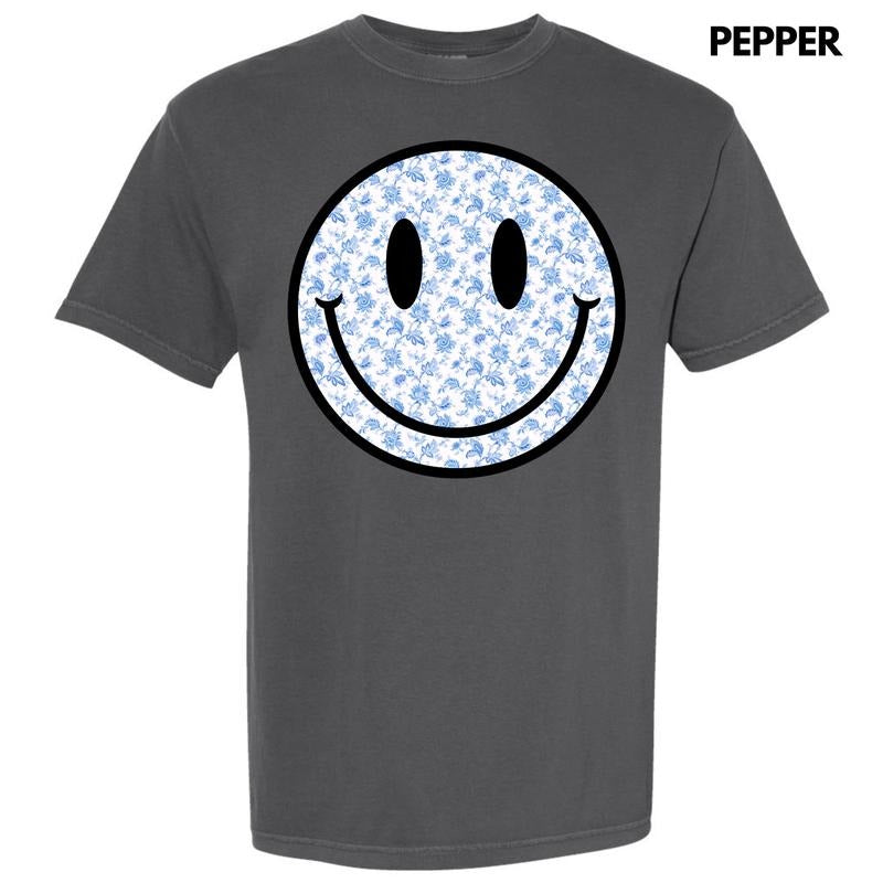 Blue Floral Happy Face Comfort Colors 'NLB' Shirt Hoodie Sweatshirt
