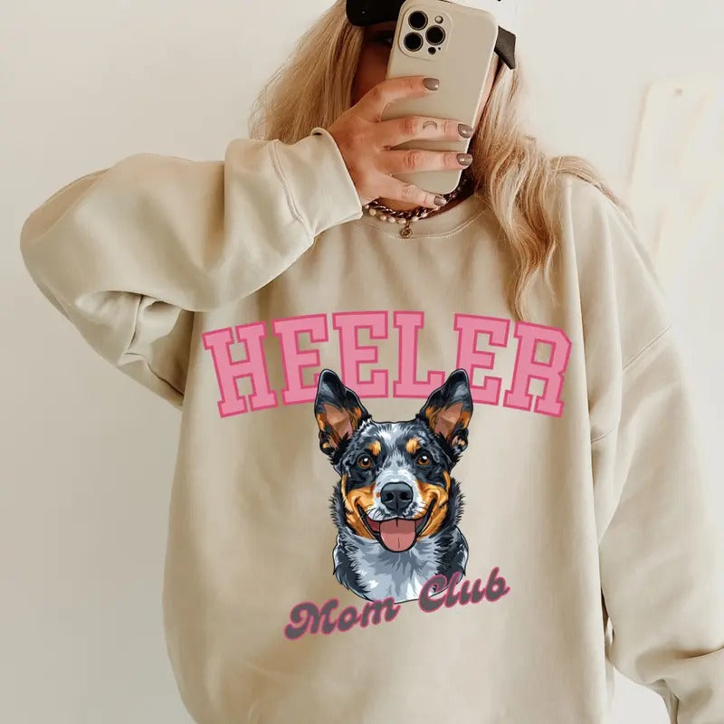 Blue Heeler Mom Club Sweatshirt ~ Sweatshirt Unisex Apparel Relaxed Fit Printed in the USA Clothing Womenswear Casual and...