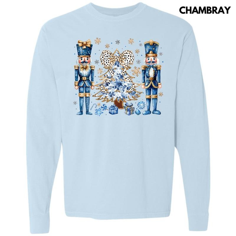 Blue Nutcracker Holiday Long Sleeve Comfort Colors T-Shirt 'NLB' Hoodie, Sweatshirt | PrintMintTees.com