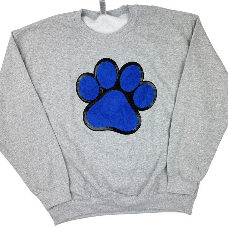 Blue Paw Chenille Patch SPORT GREY Shirt Hoodie Sweatshirt