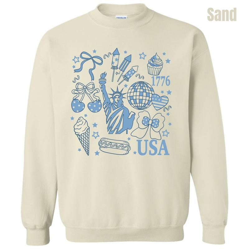 Blue USA Collage Sweatshirt 'NLB' Shirt Hoodie | PrintMintTees.com