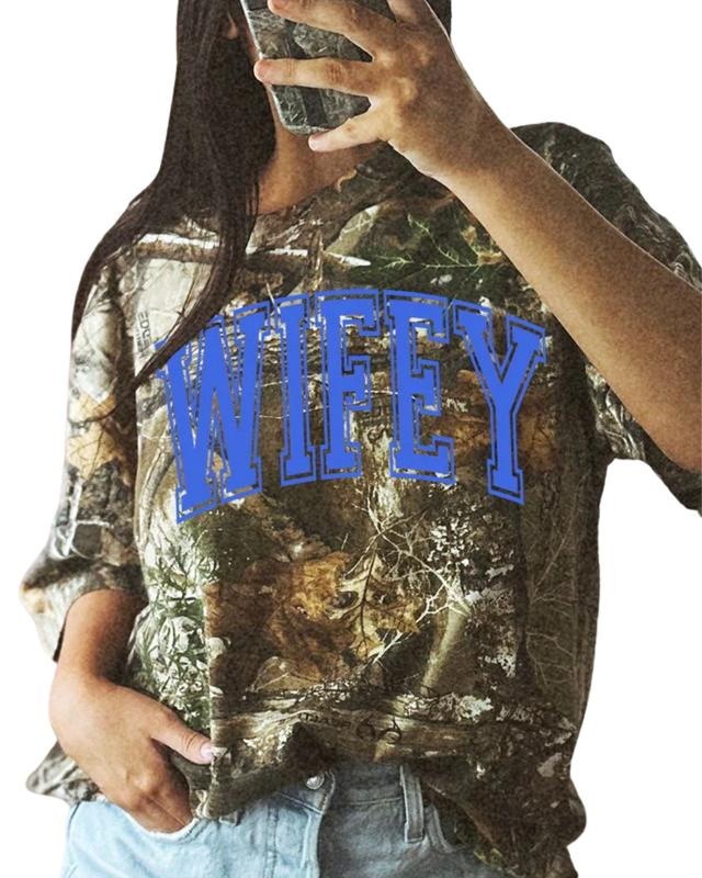 Blue Wifey Combined Arch Realtree Camo T-Shirt Hoodie Sweatshirt | PrintMintTees.com