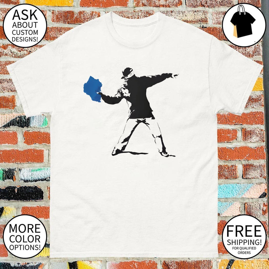 Blue strip paint Thrower Team Algae Washington DC Reflecting Pool shirt