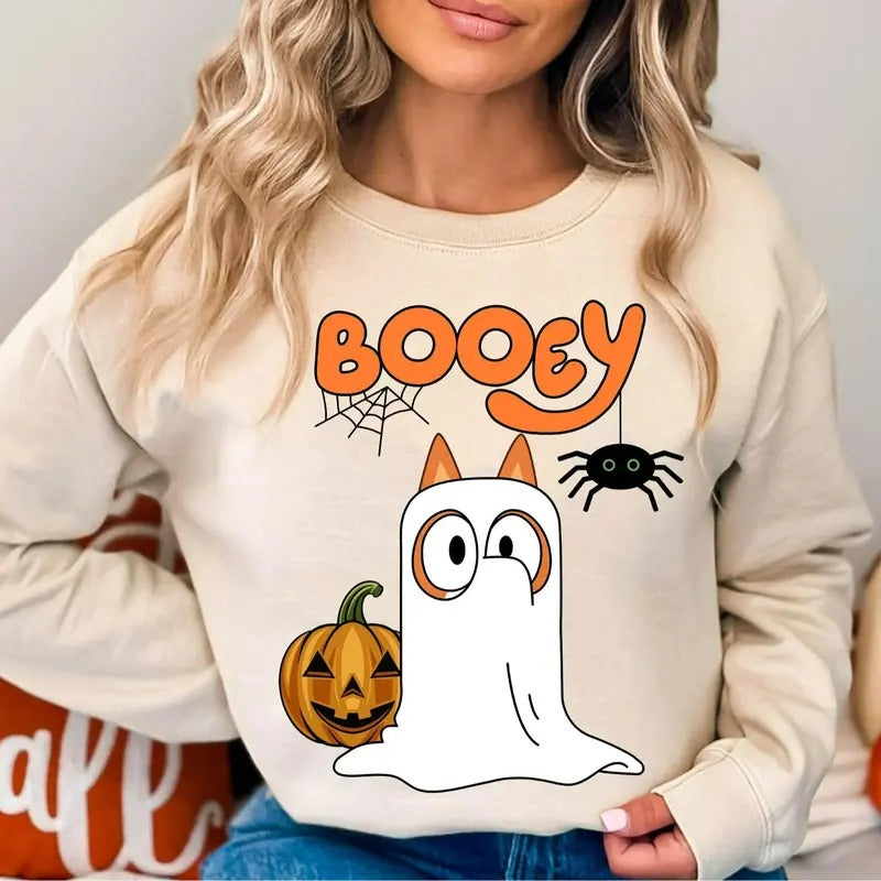 Bluey Halloween Shirt Retro Booey Spooky Season Vibes Family Matching Halloween Shirt Hoodie, Sweatshirt | PrintMintTees.com