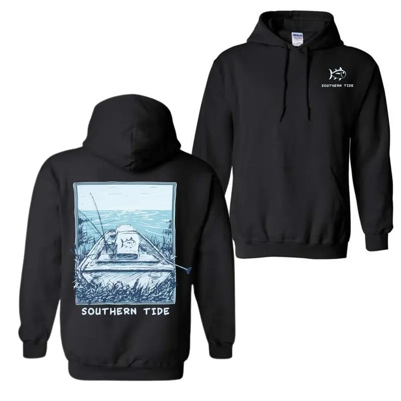 Boat Fishing T-Shirt, Hoodie 2 sides Trendy Shirt Full Color For men For women Sweatshirt | PrintMintTees.com