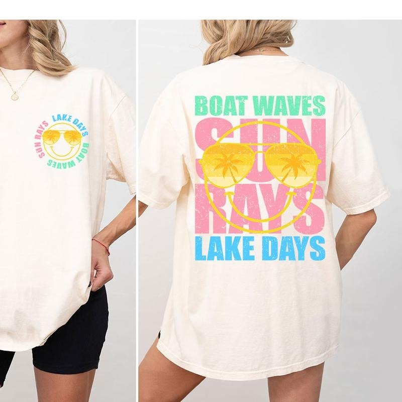 Boat Waves Sun Rays Lake Days Shirt, Hello Summer Shirt, Summer Welcome Shirt, Cute Summer Shirt, Beach Vacation TShirt,...