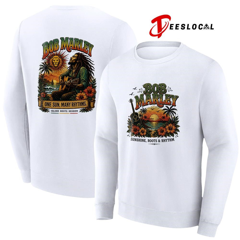 Bob Marley sunshine roots and rhythm one sun many rhythms graphic shirt