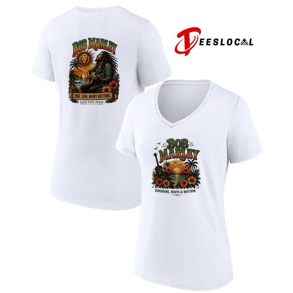 Bob Marley sunshine roots and rhythm one sun many rhythms graphic shirt
