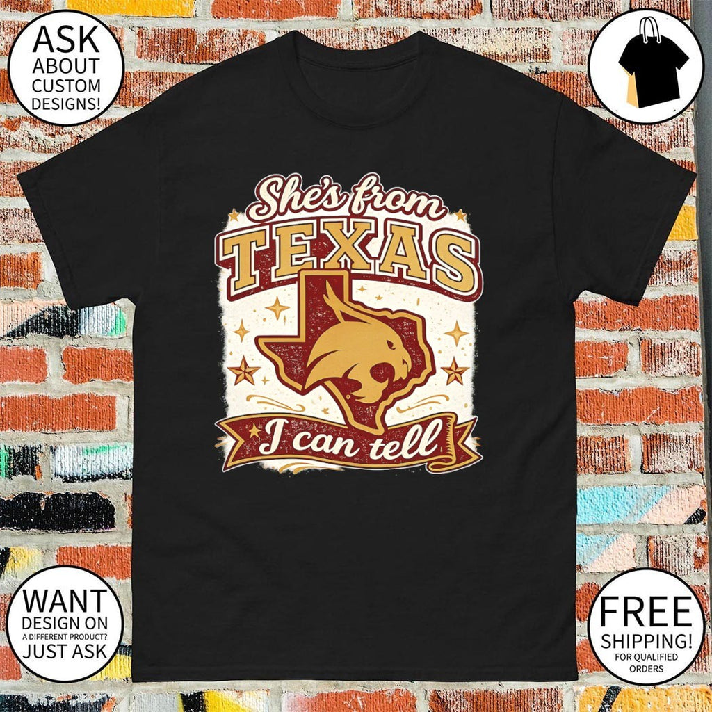 Bobcat She’s from Texas I can tell Texas Map Game Day 2026 shirt