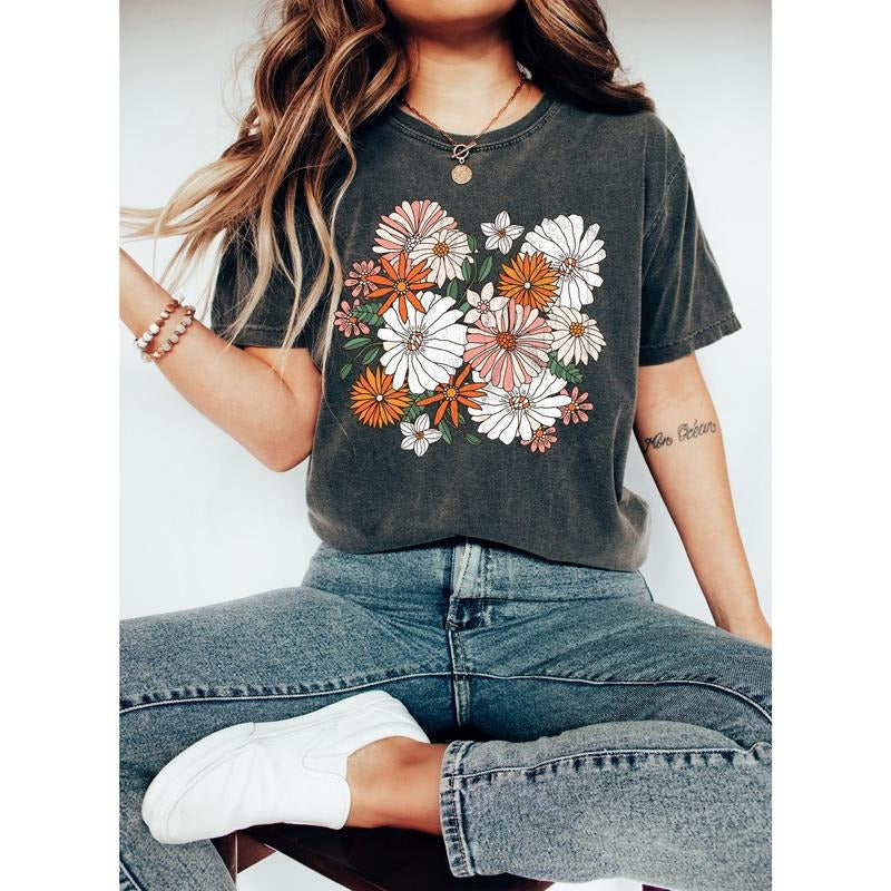 Boho Chic Wildflower Floral Comfort Colors T-Shirts, Hoodie, Sweatshirt