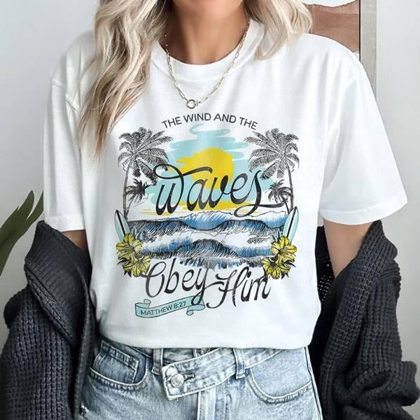 Boho Christian The Wind and The Waves Bible Verse Shirt Christian Apparel Shirt Bible Verse Shirt Religious Shirt, Jesus...