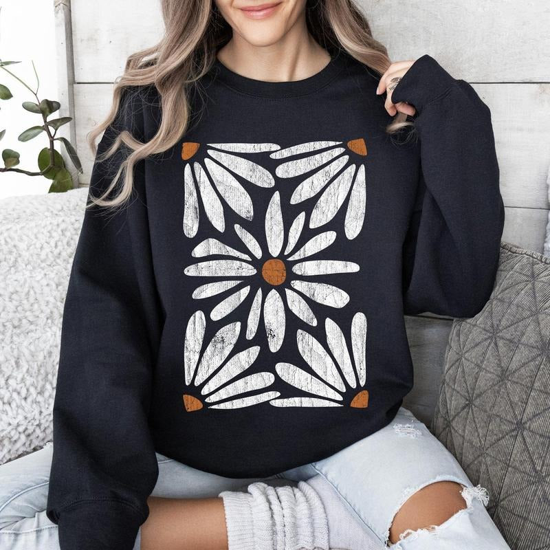 Boho Daisy Floral Sweatshirt Shirt Hoodie | PrintMintTees.com