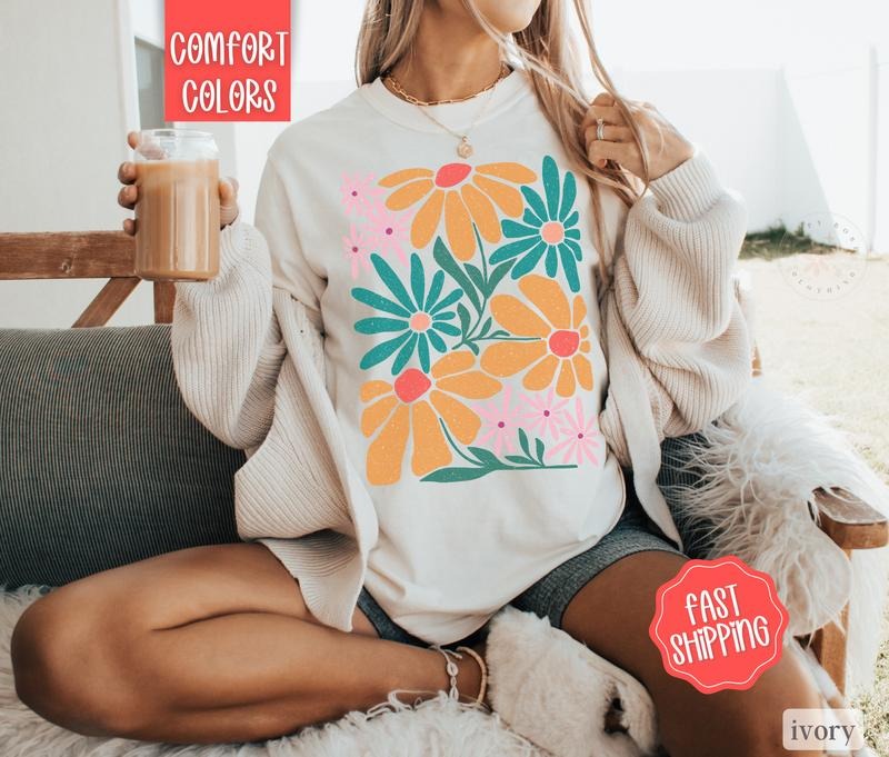 Boho Floral 8 Shirt Comfort Colors Wildflower Boho Shirt Shirt Hoodie Sweatshirt