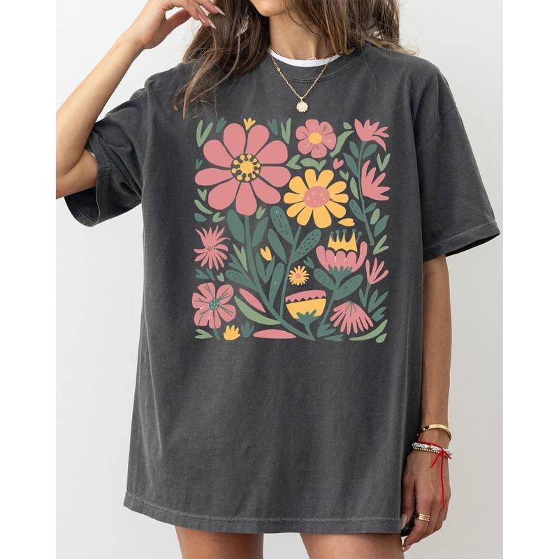 Boho Floral, Vintage Flowers, Wildflowers, Mother's Day Tshirt Comfort Colors T-Shirt, Women's Comfort Colors Tee Hoodie,...