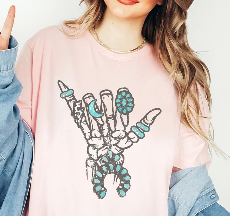 Boho Hand T-Shirt Skull Hand Tshirt Boho Skull Tee Skull Boho Shirt Hand Boho T-Shirt Hand Skull Tshirt Western Boho Tee...