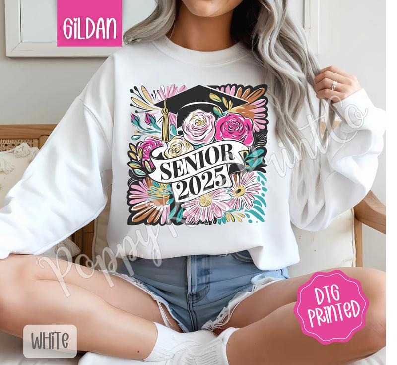 Boho Senior Sweatshirt, Cute Floral Sweater, Graduation Crewneck, Gift for Her T-Shirts, Hoodie | PrintMintTees.com