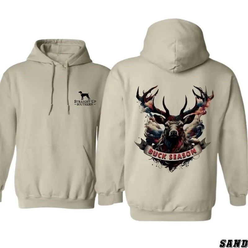 Bold Buck Season Graphic Hoodie for Hunting Enthusiasts - Unisex Style - Tops, Sweatshirts Shirt | PrintMintTees.com