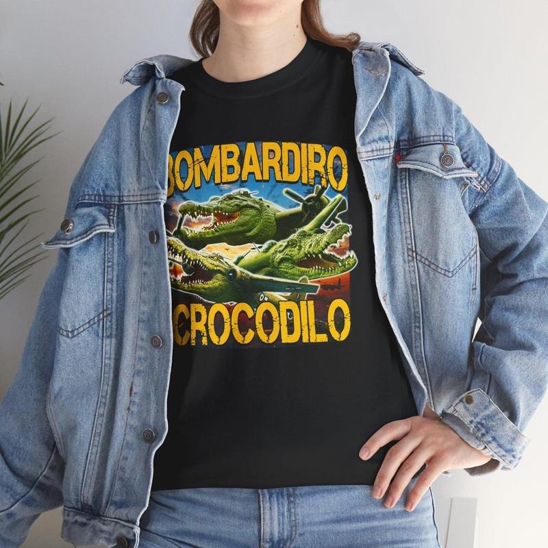 Bombardiro Crocodilo Crocodile Plane Unisex Tee, Italian Brainrot Meme Shirt, Trallalero trallallà, Gen Z & Gen Alpha...