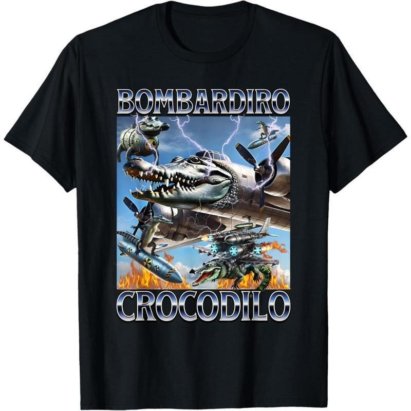 Bombardiro Crocodilo Shirt, Funny Italian Brainrot Meme T-Shirt, Crocodile Plane tshirt, Graphic Tee, Comfy and Quality,...