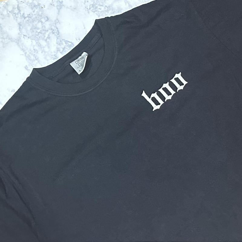 Boo - Comfort Colors Embroidered Tee (White Thread) Shirt Top Embroidery Hoodie Sweatshirt | PrintMintTees.com