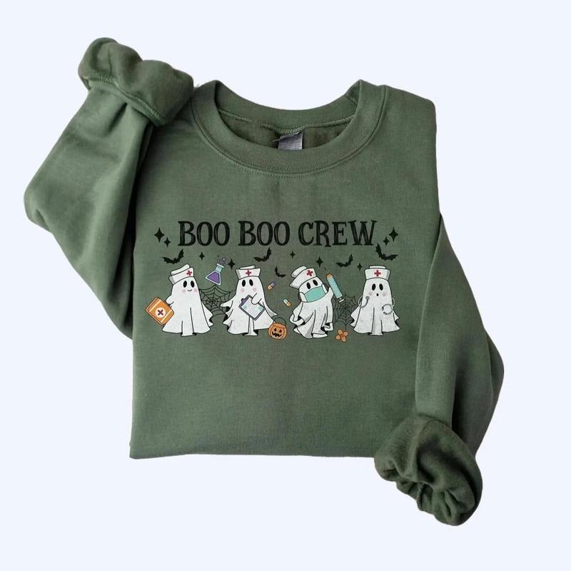 Boo Boo Crew Sweatshirt, Halloween Ghost Nurse Shirt, Nursing Halloween Sweater, Ghost Nurse, Fall Nurse sweatshirt, RN...