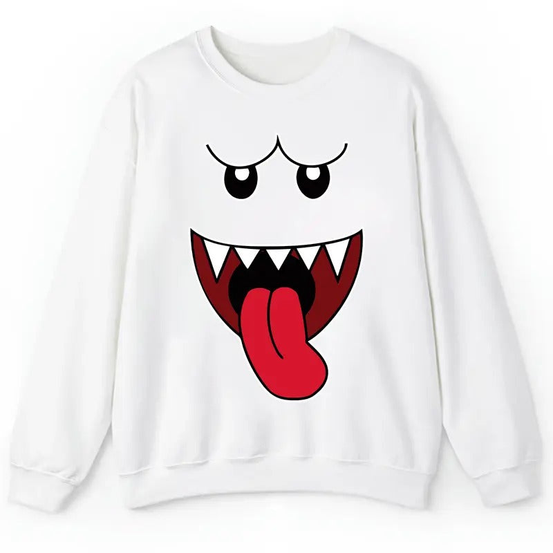 Boo Ghost Face  Premium Unisex Sweater Shirt Cotton Hoodie Sweatshirt | PrintMintTees.com