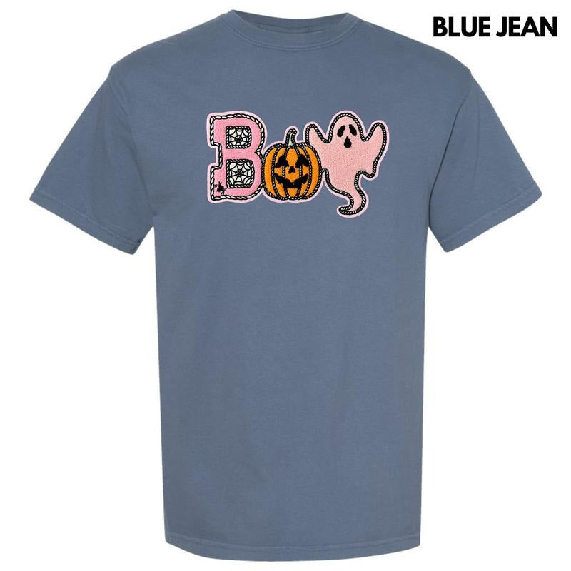 Boo Spider Pumpkin Ghost Chenille Patch Comfort Colors T-Shirt Hoodie Sweatshirt | PrintMintTees.com