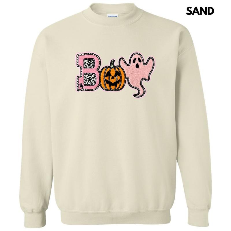 Boo Spider Pumpkin Ghost Chenille Patch Sweatshirt T-Shirts, Hoodie | PrintMintTees.com