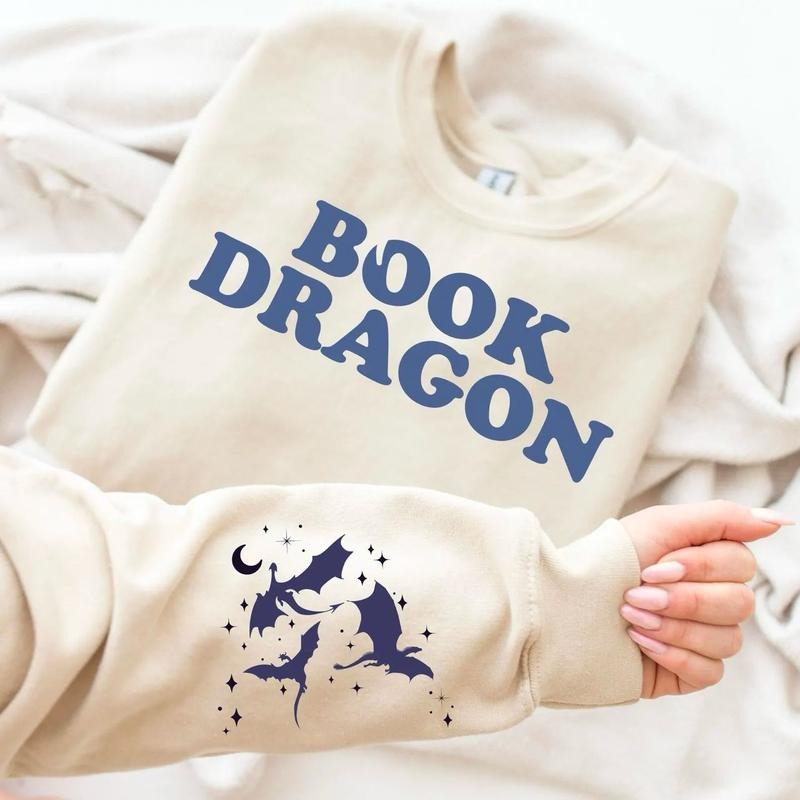 Book Dragon Sweatshirt, Book Lover T-Shirt, Fantasy Reader Tee, Bookish Hoodie, Book Addicted Sweatshirt, Dragon Shirt,...