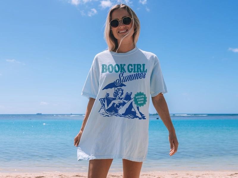 Book Girl Summer Shirt Beach Book Lover Summer Bookish Funny Reader Beach Shirt Bookish Vacation Coconut Girl Romance Book T-Shirts, Hoodie, Sweatshirt